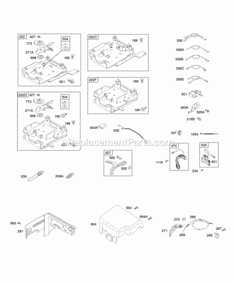 Controls Governor Spring Ignition Diagram and Parts List for 121252-0152-B8  Briggs and Stratton Engine